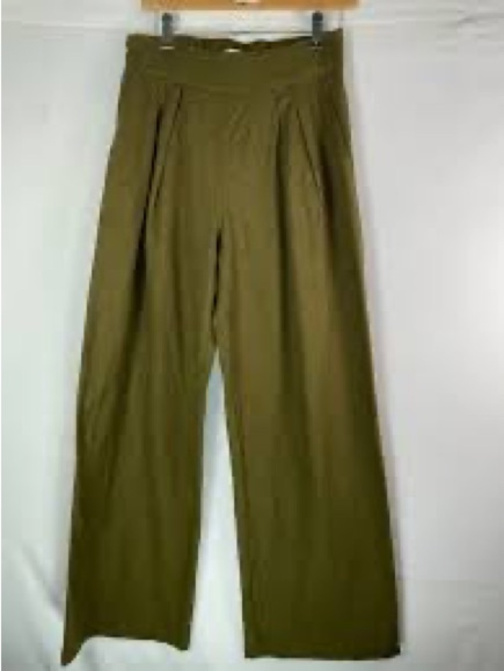 Abercrombie & Fitch Olive Green Wide-Leg Linen Trousers